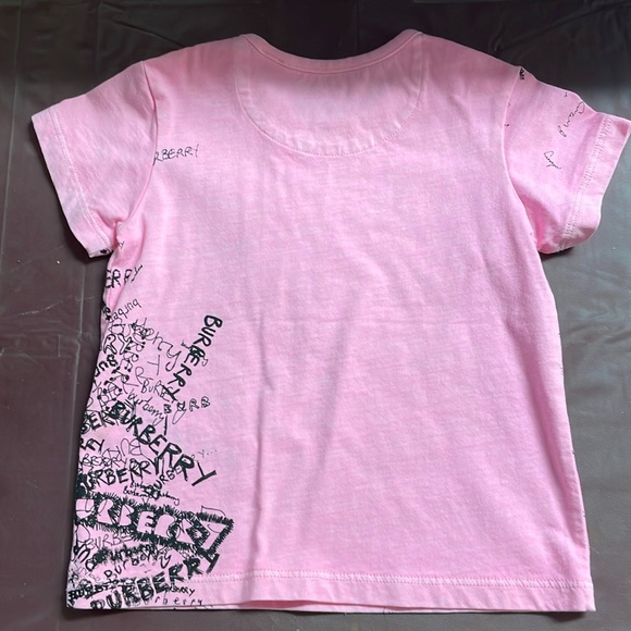 NWT Burberry pink ss T-shirt, button at each shoulder and partial print on back - Picture 5 of 6
